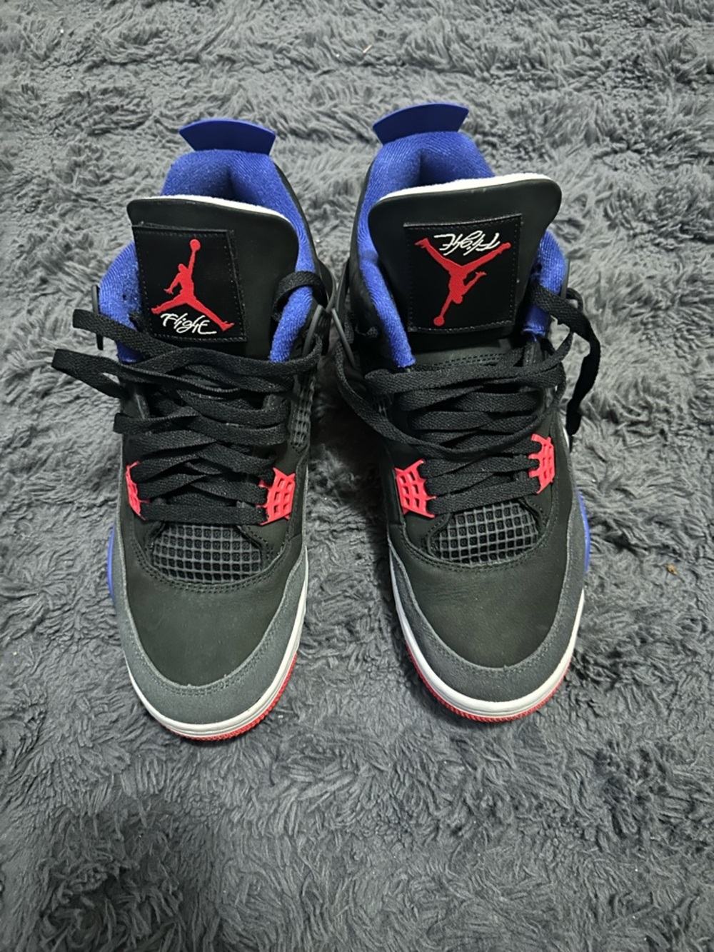 Nike Air Jordan 4 - Rare Air Black/Red/Blue Men's Sneakers - Size 10.5